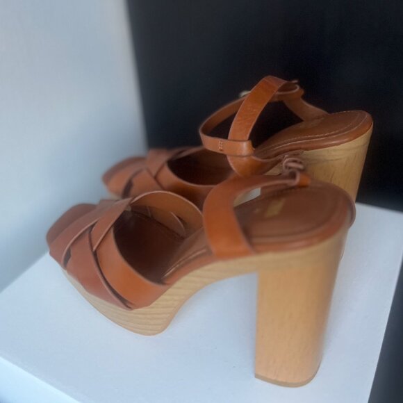 ZARA Wooden Block Heel Sandals – Size 10 - Picture 1 of 5